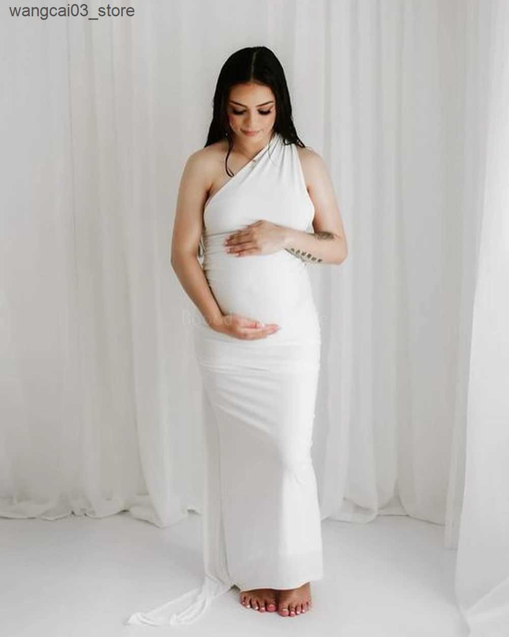 Maternity Dresses Sleeveless Milk Silk Backless Pleated Bodycon DressSummer 2024 Elegant Sexy Maternity Dress Perfect for Photography Shoots L240910