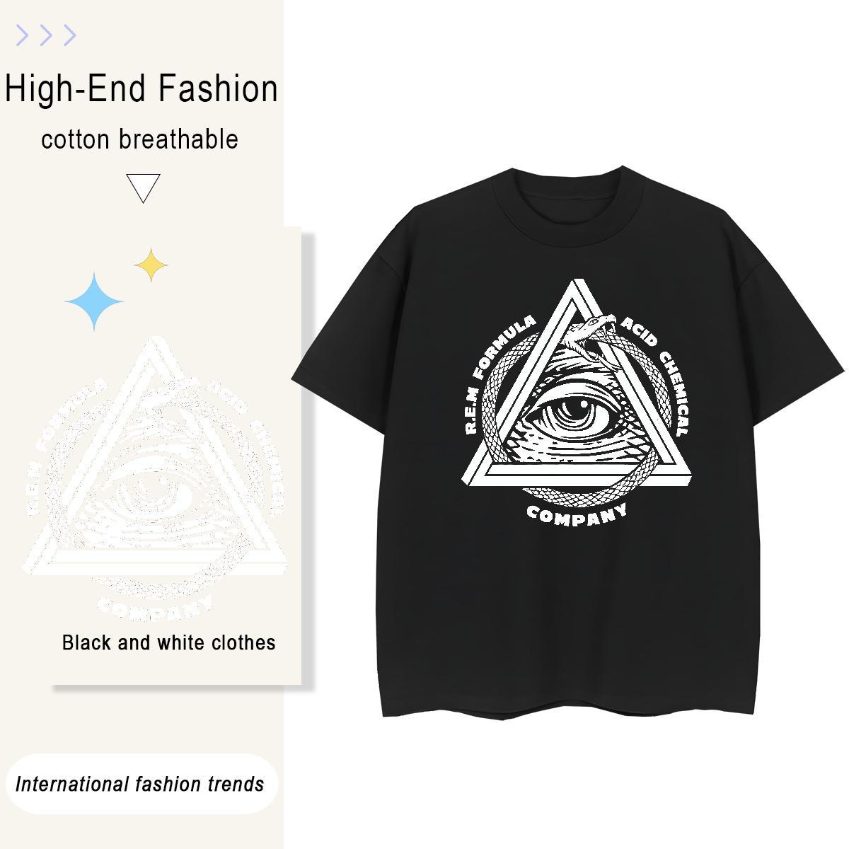 Classic T-Shirts for Women 230g Pure Cotton Comfortable Street Wear eye of the devil Couples T Shirts Designer Black Oversized Top Tees
