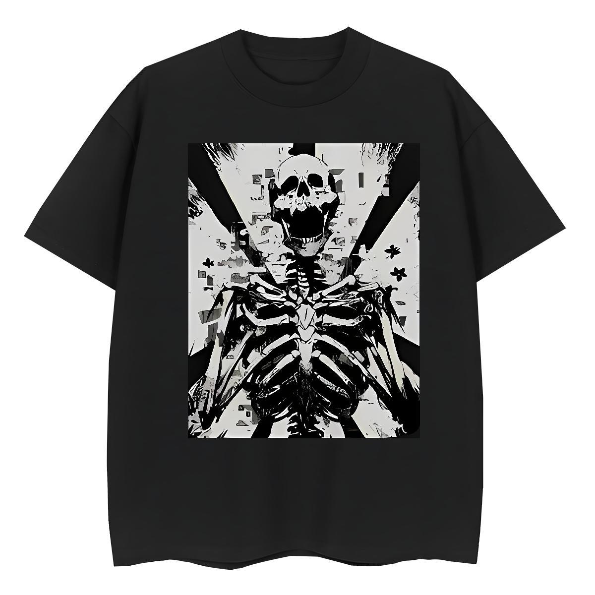 Casual New T shirt 230g 100% Cotton O-Neck Short Sleeve Summer Casual skull Tshirt for Man Woman Soft White Plus Size Tees