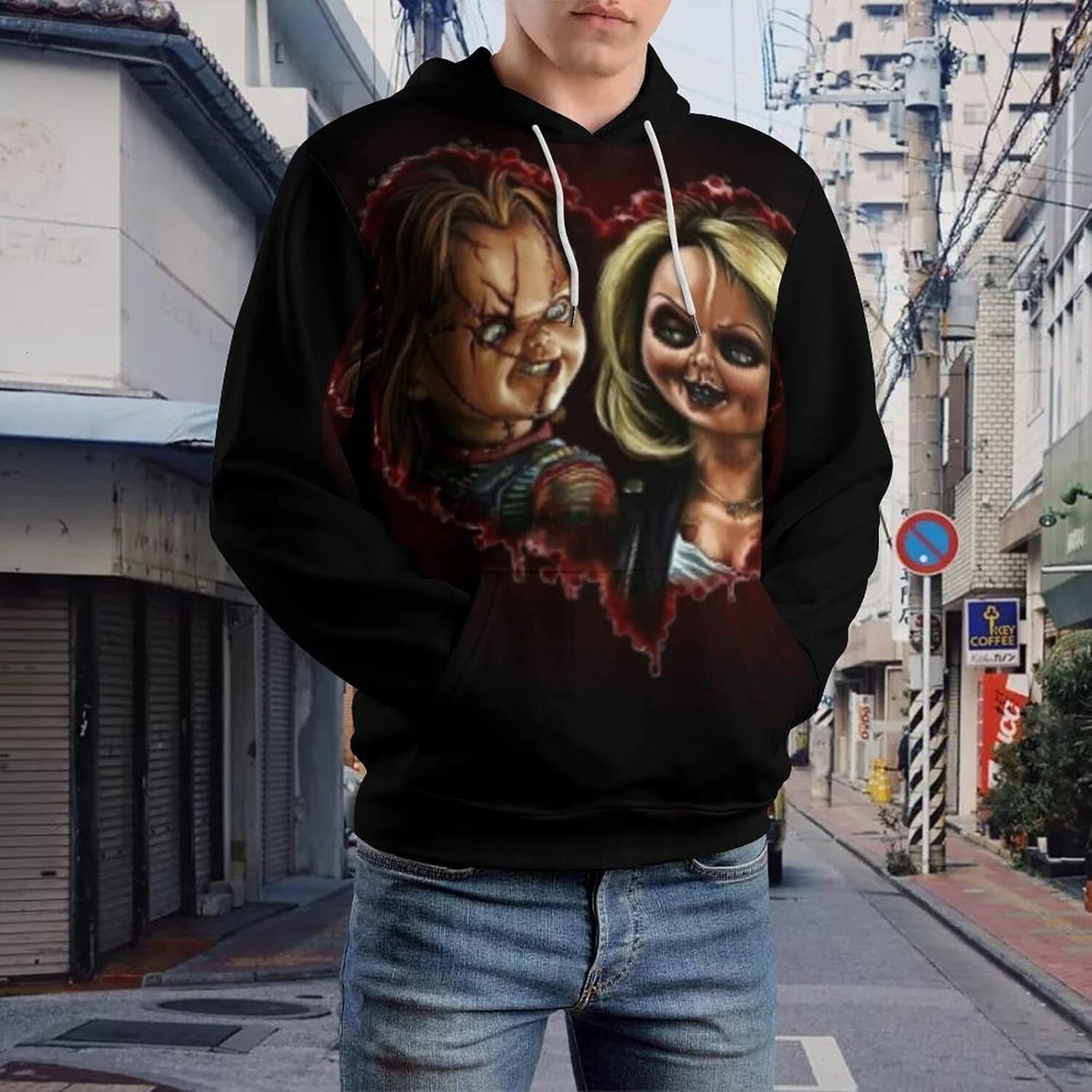 Hoodie for Mens Womens Mens Long Sleeve Chucky 3D Horror Print Hoodie Spring And Autumn Blouse Graphic Hoodies sweatshirt Pullover Long Sleeve keep wa