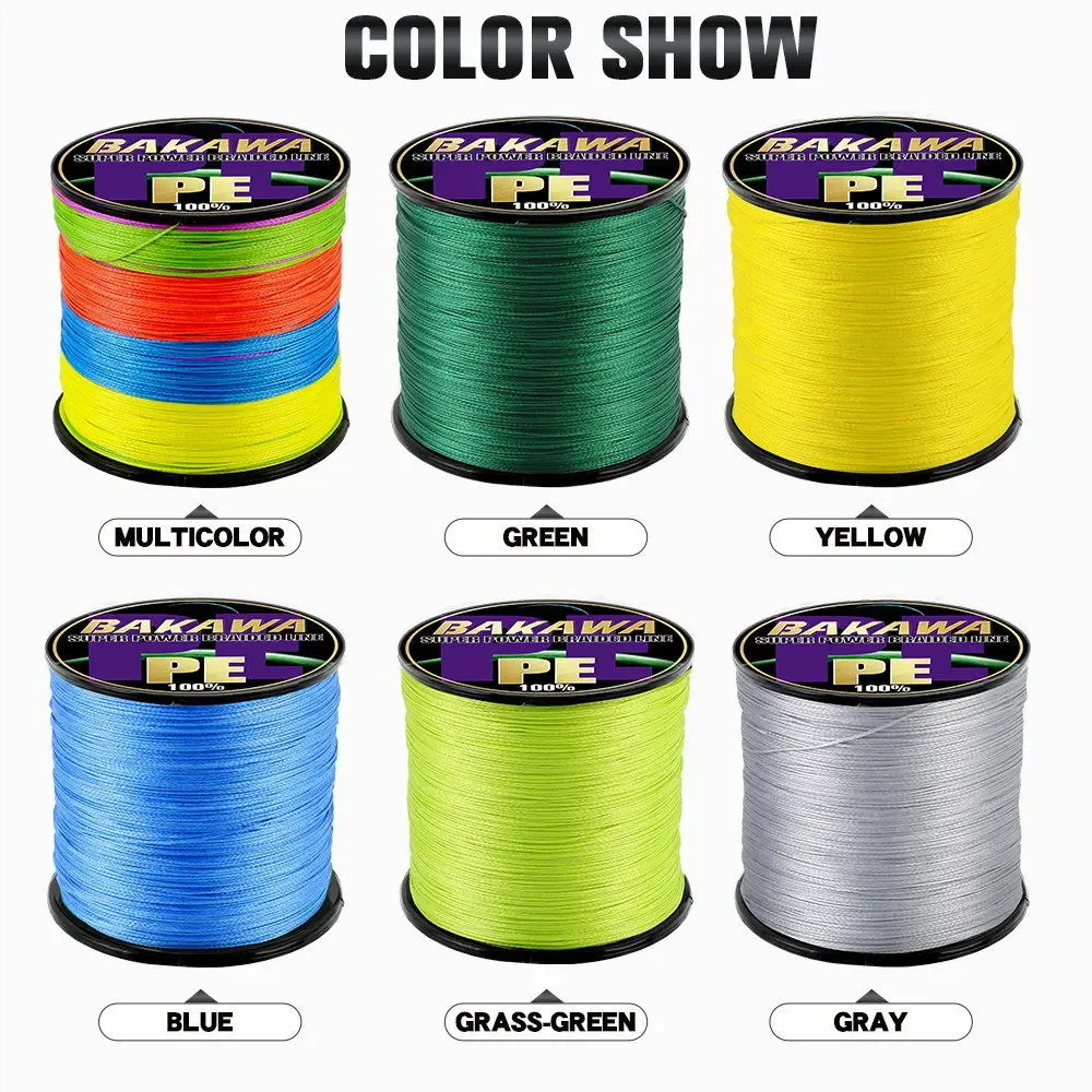 BAKAWA 4 Strands Multifilament Fishing Line 300M 500M 1000M 100M Carp Japanese 100 PE Braided Wire Fish Accessories 241007