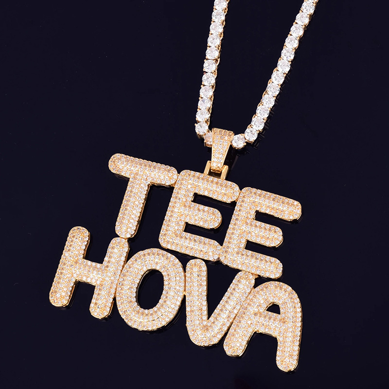 Hip Hop A-Z Custom Name Pendant Necklaces 5A Zircon 18K Real Gold Plated Jewelry