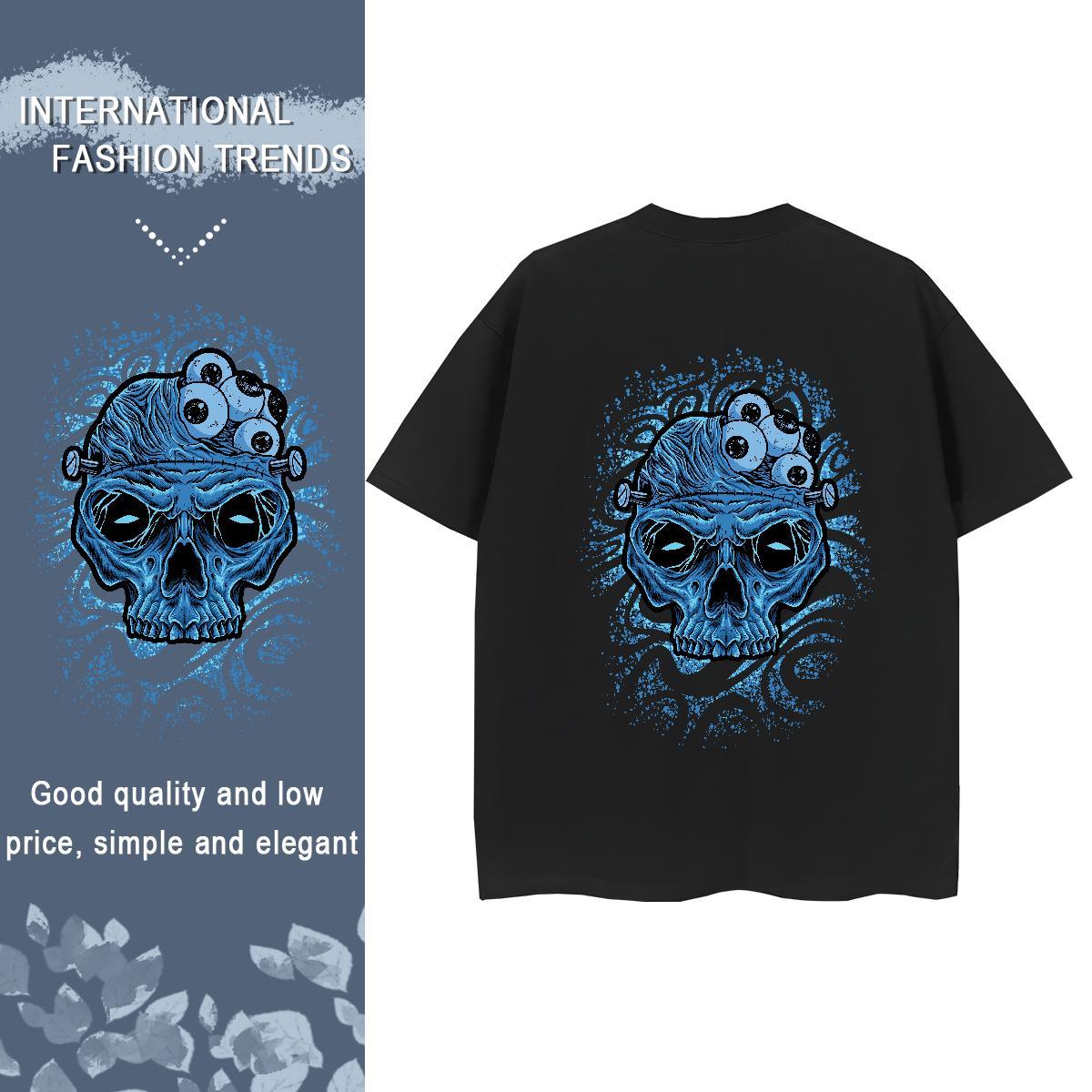 New Arrival Women T Shirts 100% Cotton 230g O-Neck Short Sleeve Casual skull Womens Tshirts Female Oversized Top Tees