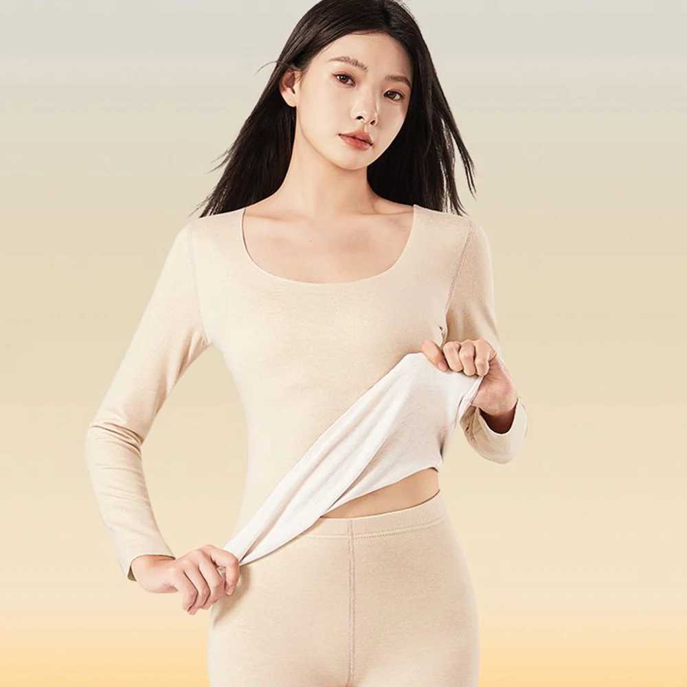 Women's Thermal Underwear Womens hot underwear cashmere silk velvet thick underwear set womens 2-piece winter clothing womens hot clothing Y24101