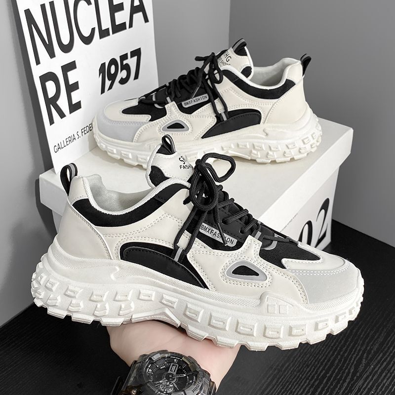Thick soled fashionable sports summer new internet famous breathable casual men's shoes, work anti slip and wear-resistant dad shoes