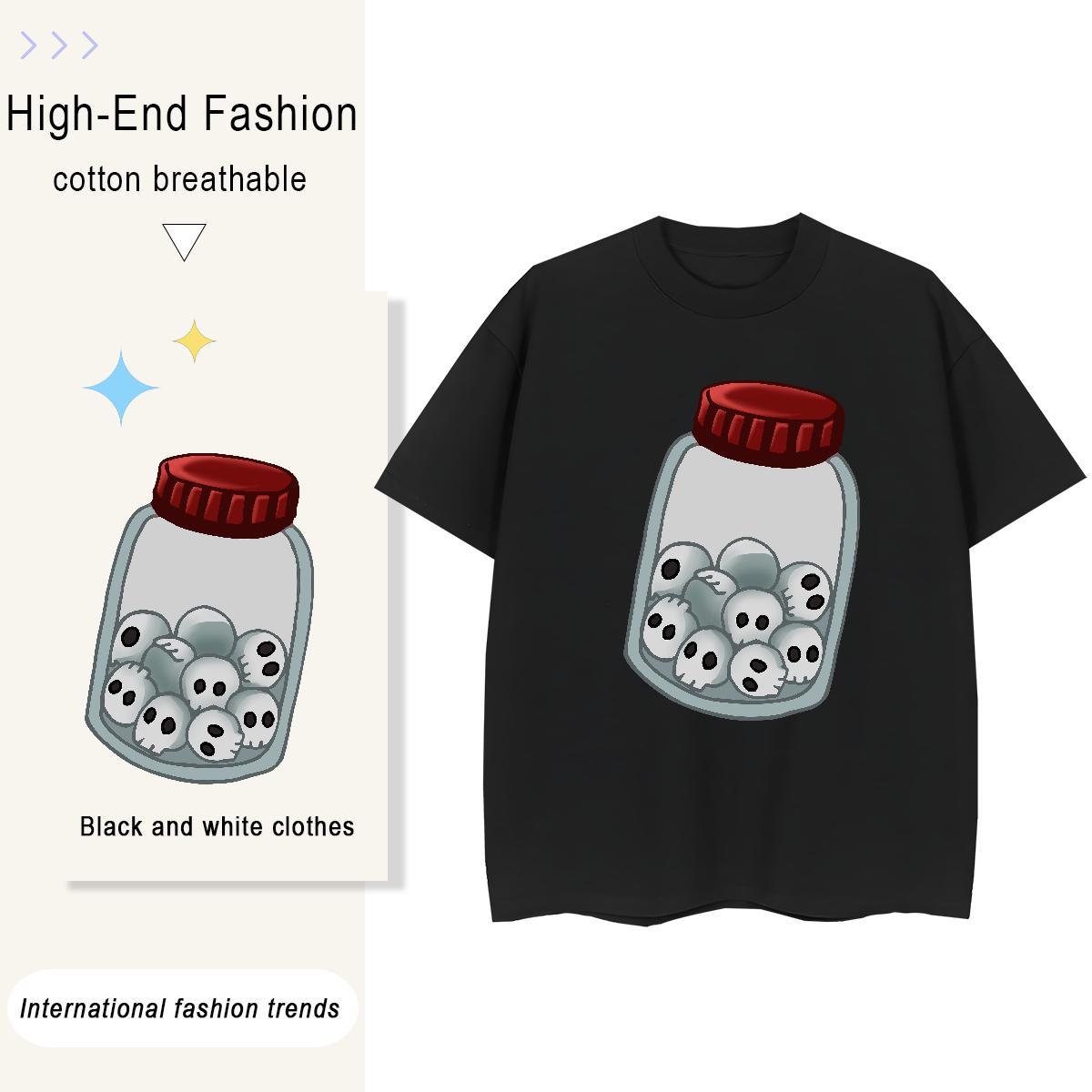 Brand T Shirts Women 230g 100% Cotton O Neck Short Sleeves Home Outdoor skull Women Tshirts Lady Plus Size Cartoon Clothes Shirt
