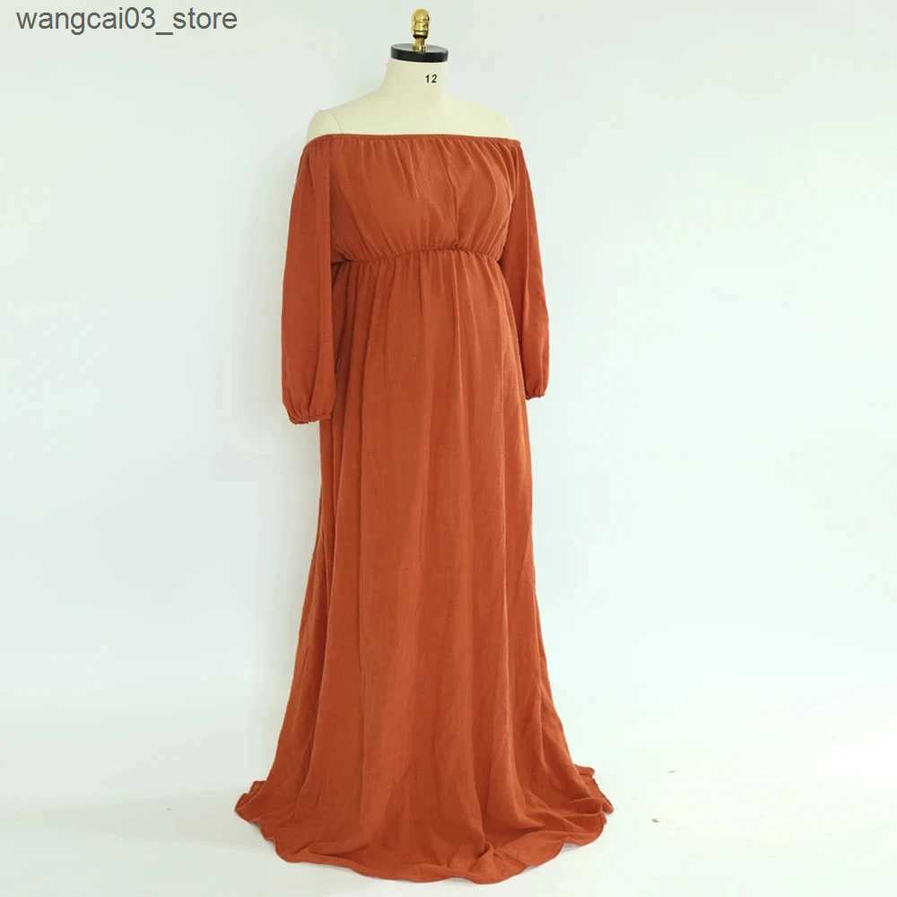 Maternity Dresses Marriage Dresses Boho Maternity Photo Shoot Dress Comfortable Linen Cotton Dress Bohemian Style Maternity Shoot Dress L240910