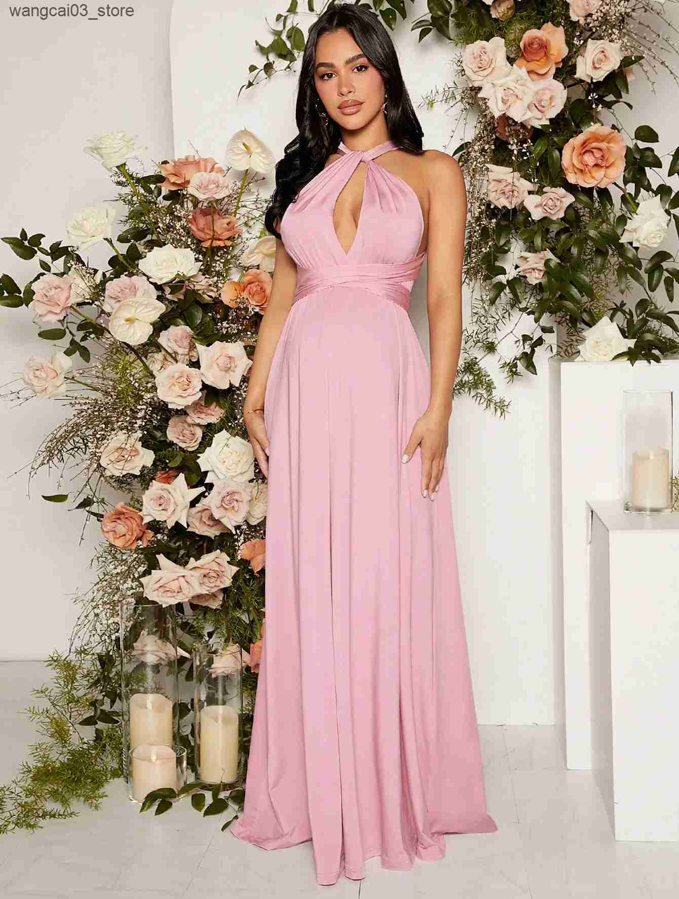Maternity Dresses Sexy Maternity Women Multiway Wrap Dresses Premama V-Neck Bandage Maxi Bridesmaid Party Dress Pregnant Photoshoot Evening Gowns L240