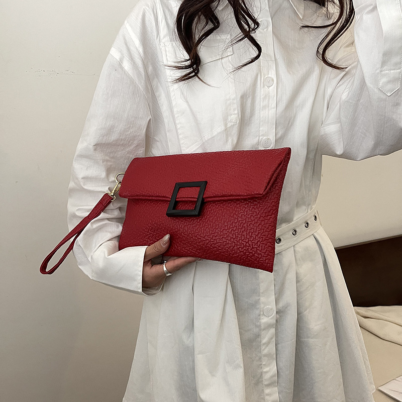 Fashionable and minimalist casual for women's new solid color envelope bag, zero wallet, handbag