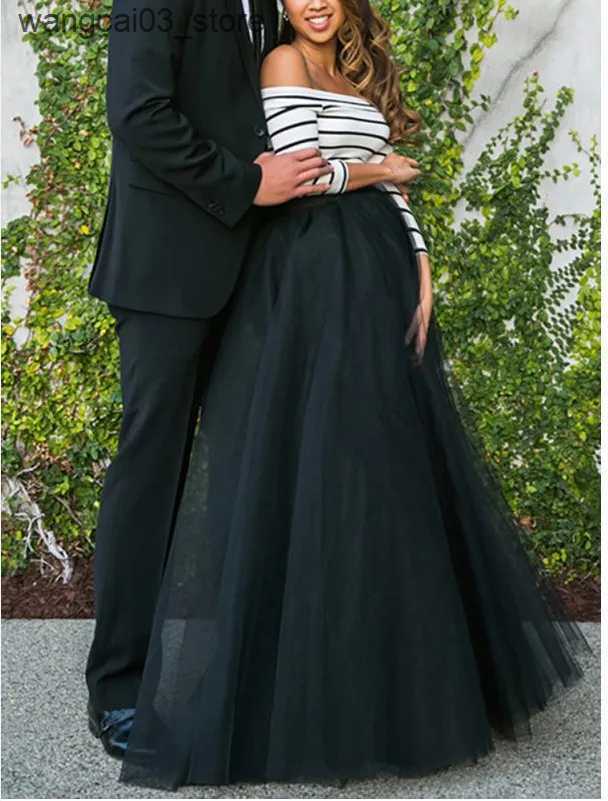 Maternity Dresses Lace Maternity Dresses For Pregnancy Pregnant Clothes Maxi Gown Long Sleeve Shoulderless Stripes Sexy Photo Photography Dresses L240