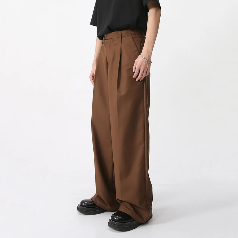 IEFB Mens Spring Casual Pants Loose Straight Korean Fashion Simple Solid Color Trouser 9A6959 241010