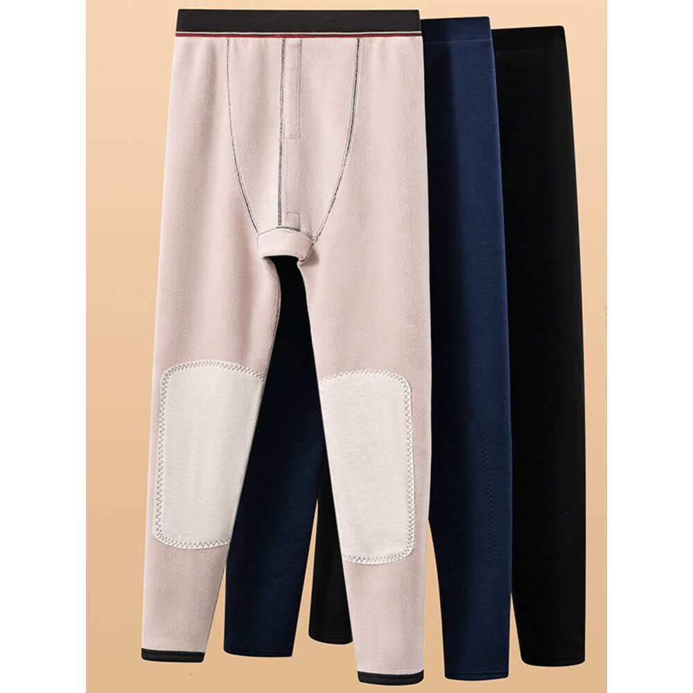 Warm men's autumn thickened and flannel, tight fitting underwear, woolen cotton string pants, winter