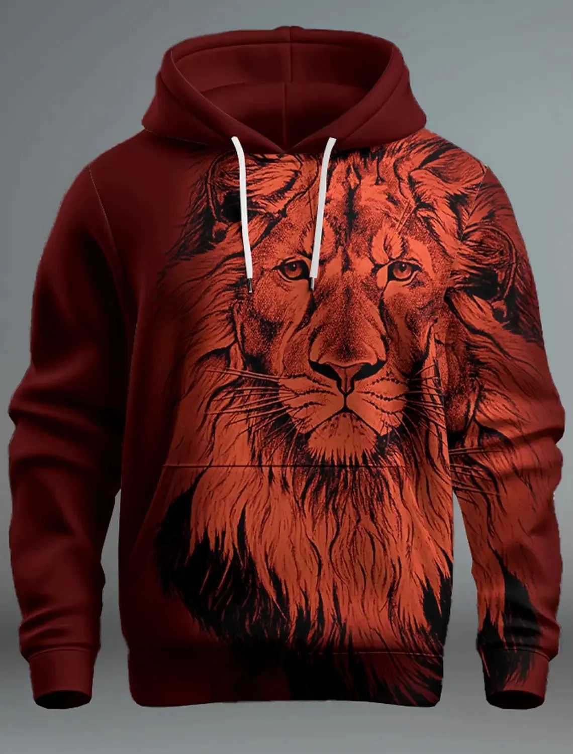 New Graphic Lion Mens Fashion 3D Print Hoodie Streetwear Hoodies Long Sleeve Hooded Print Front Pocket Spring Hoodie Sweatshirt LX241011