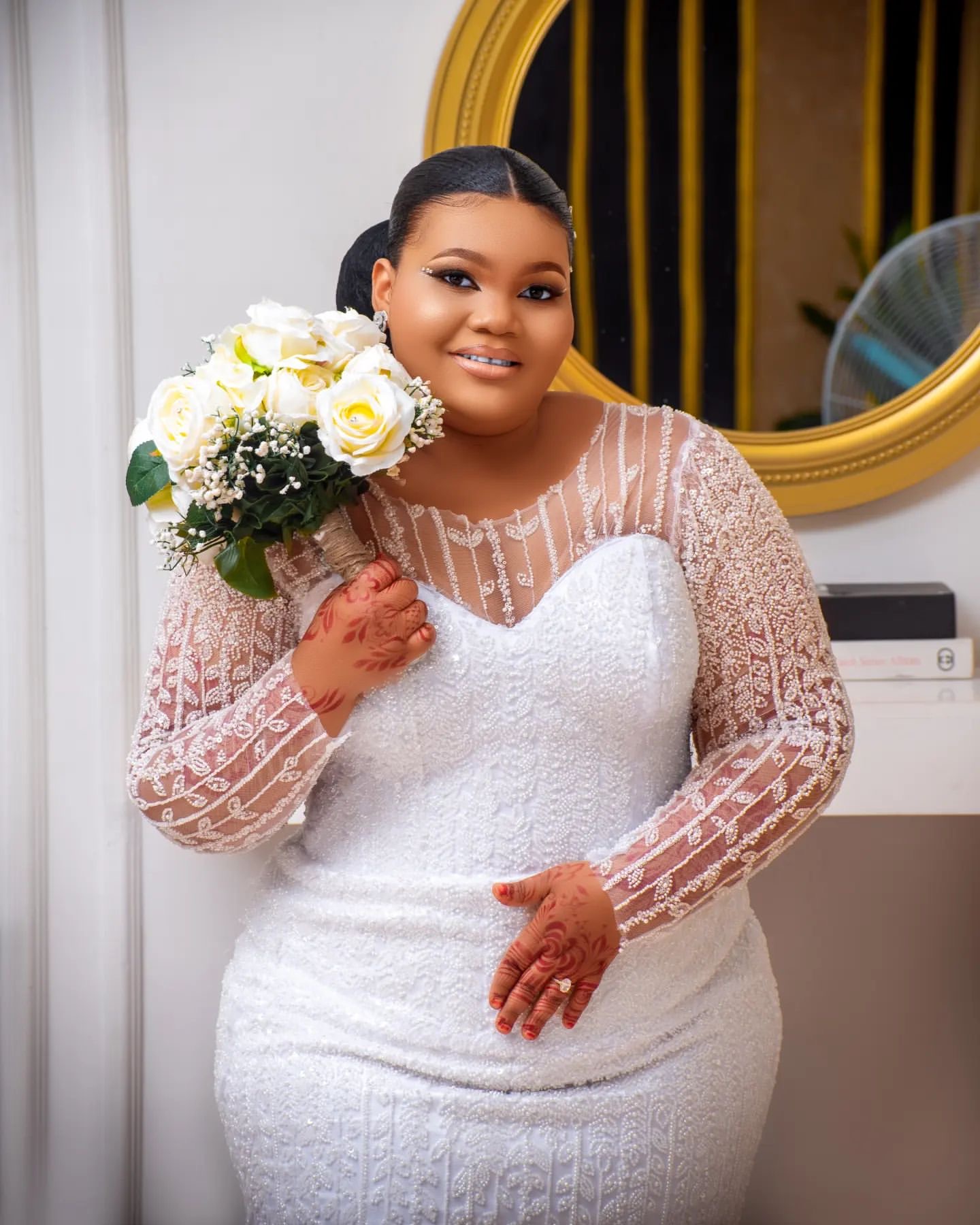 2024 Arabic Aso Ebi Plus Size White Mermaid Wedding Dresses Full Sleeves Sequined Lace Vintage Elegant Bridal Gowns Dress ZJ6454