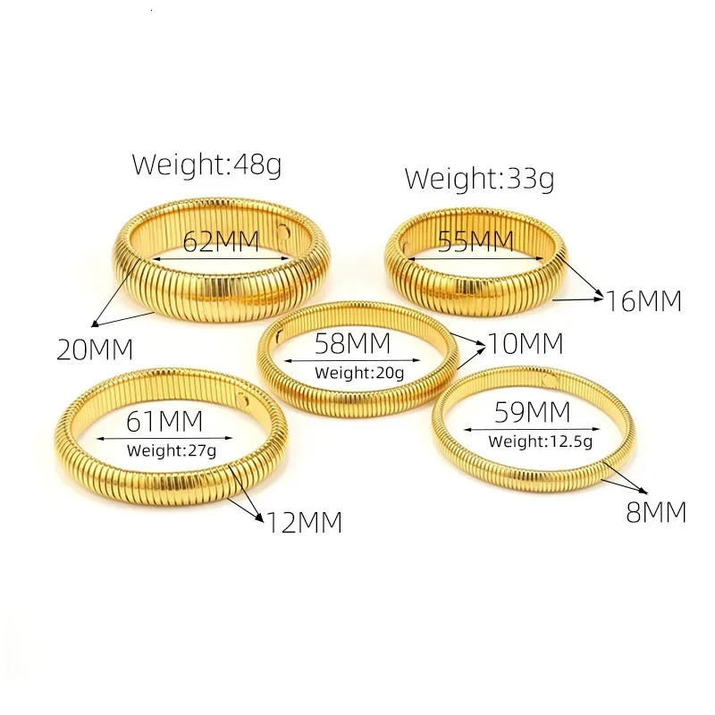 Punk wide block bracelet stackable flexible elastic chain thick stainless steel bracelet womens waterproof jewelry 241007