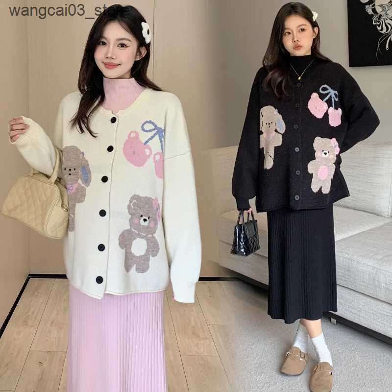 Maternity Dresses Pregnant Women Autumn Knitting Dress Solid Color Long Sleeve French Style Maternity Dress Elegant Pregnancy Basic Dress Slim L240910
