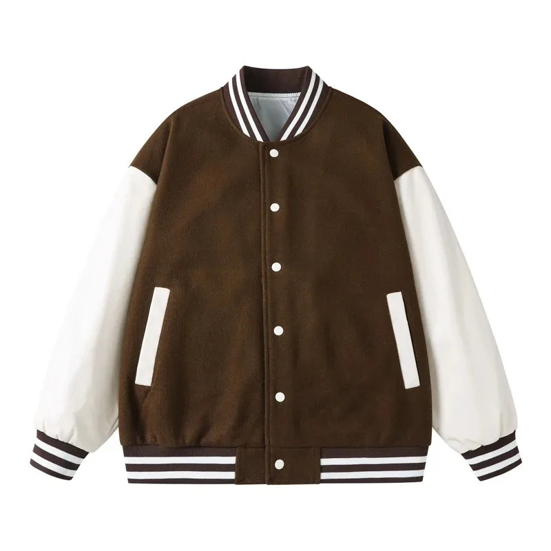 Baseball Jacket Fashion High Quality Patchwork Button Leather Sleeves Sports Womens Team Customization 241011