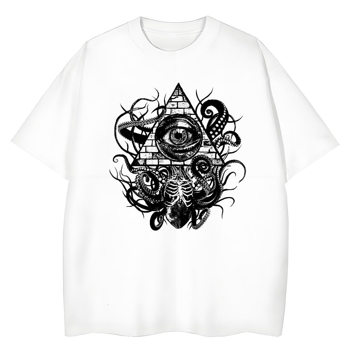 2024 Womens T Shirts 100% Cotton 230g O Neck Short Sleeves Casual Beach eye of the devil Womens Tshirts Loose fit Oversized L-4XL Tees