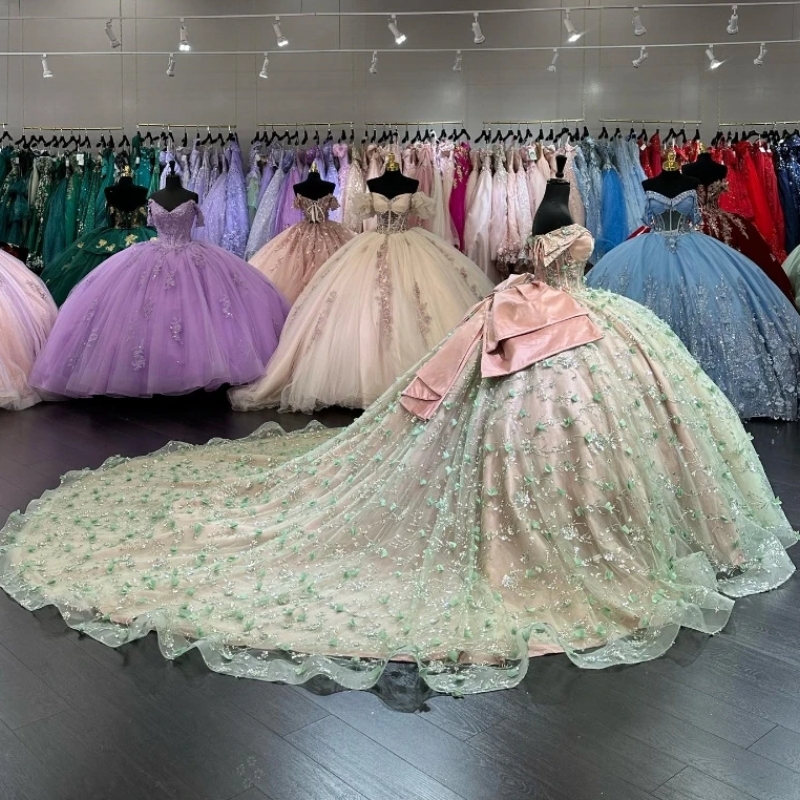 Sexy Off the Shoulder Quinceanera Dresses Ball Gown Appliques Lace Beading Sequins Sweet 16 Dress Vestido De 15 Anos