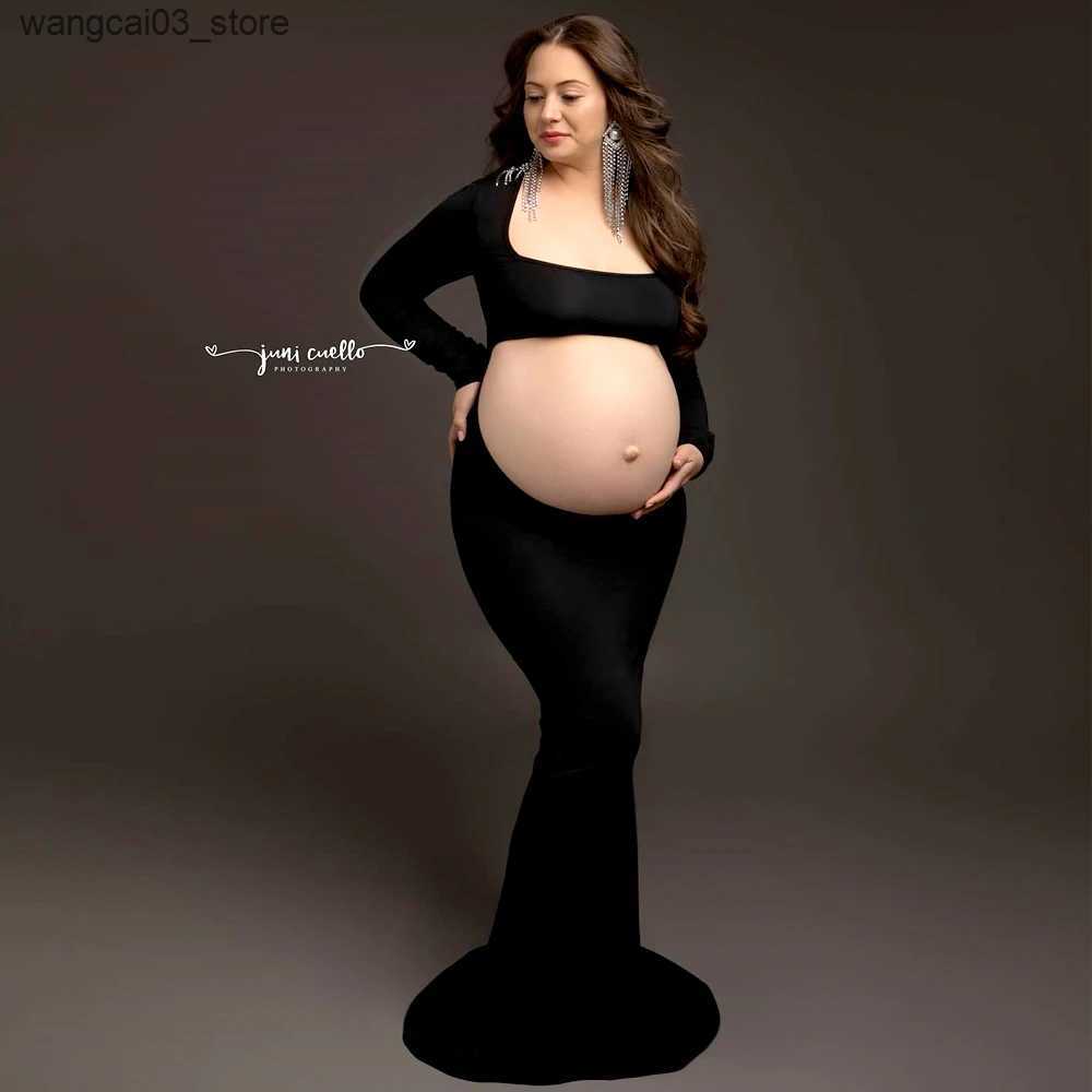 Maternity Dresses Maternity Dress For Photoshoot Stretch bodice dress Photography Studio Accessories Clothing Pregnant Women Exposed Belly Skirt L2409