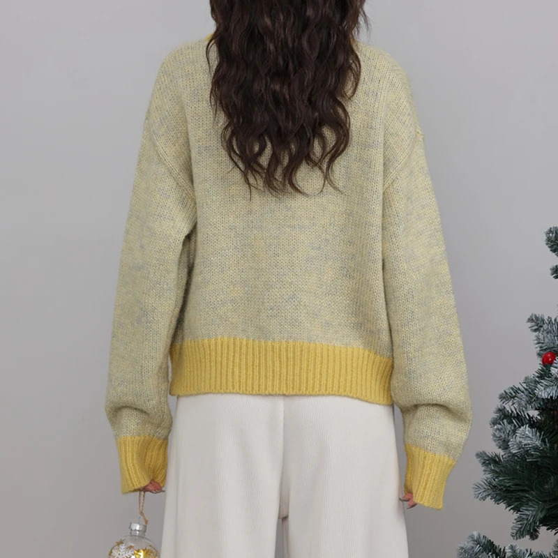 HELIAR Singlebreasted Cardigan Long Sleeve Patchwork Knitted Sweater ONeck Casual Warm Coat Office Outerwear Autumn Winter 241007