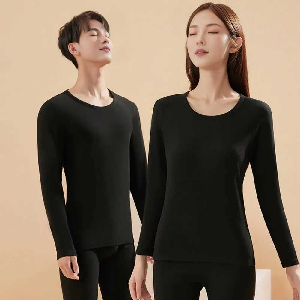 Women's Thermal Underwear 2-piece/set winter neutral hot underwear set seamless long Slve warm thick plush slim fit elastic cold weather pajamas 