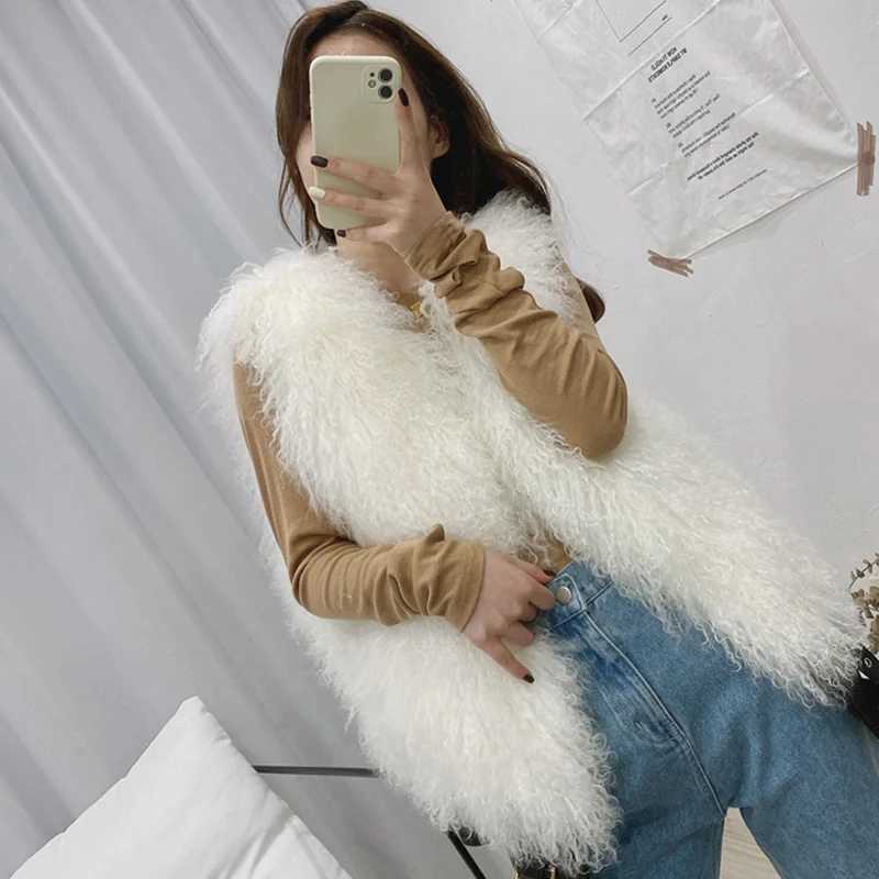 11 color luxurious thick warm Mongolian sheepskin vest womens winter hot V-neck sexy wool fur coat W241010
