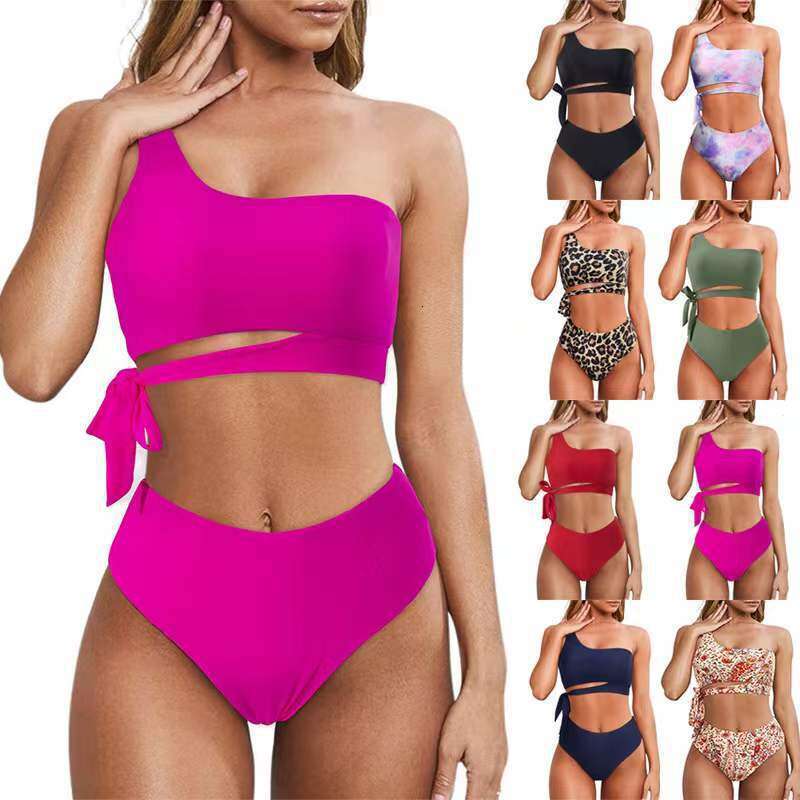 2023 Women's New Single Shoulder Strap Bikini Split Vest Swimsuit