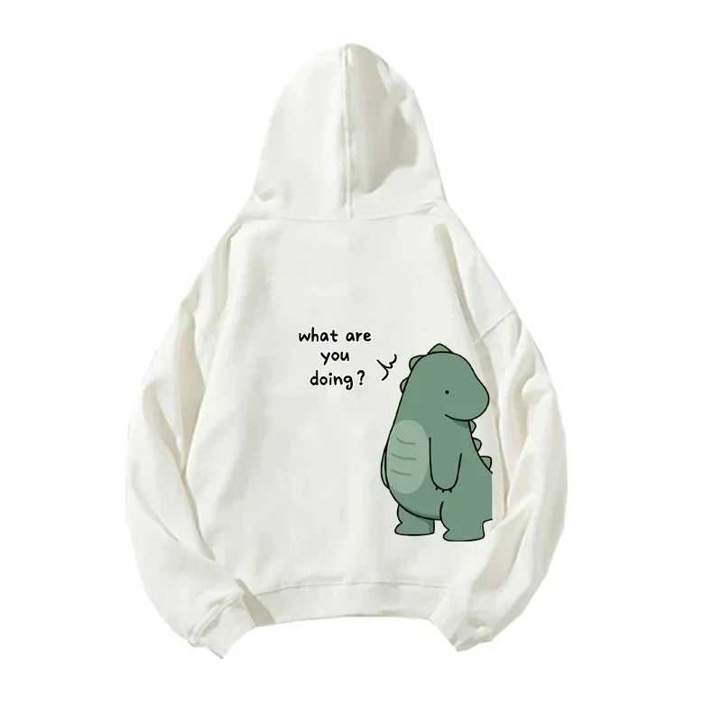 Spring and Autumn Couples Hooded Hoodie Fun Dinosaur Print Hooded Long Sleeved Sweatshirt Unisex Top Y2K Clothes LX241011