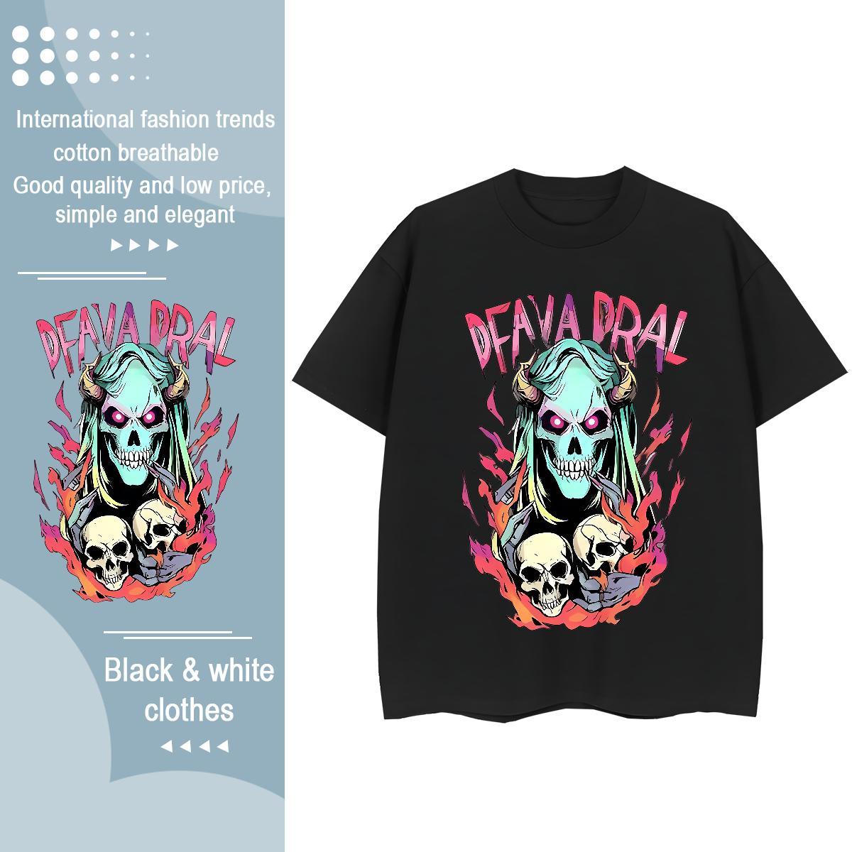 2024 T Shirts Women 230g Cotton Crew Neck Outdoor skull Unisex Tshirts Brand Customized Tees Shirts