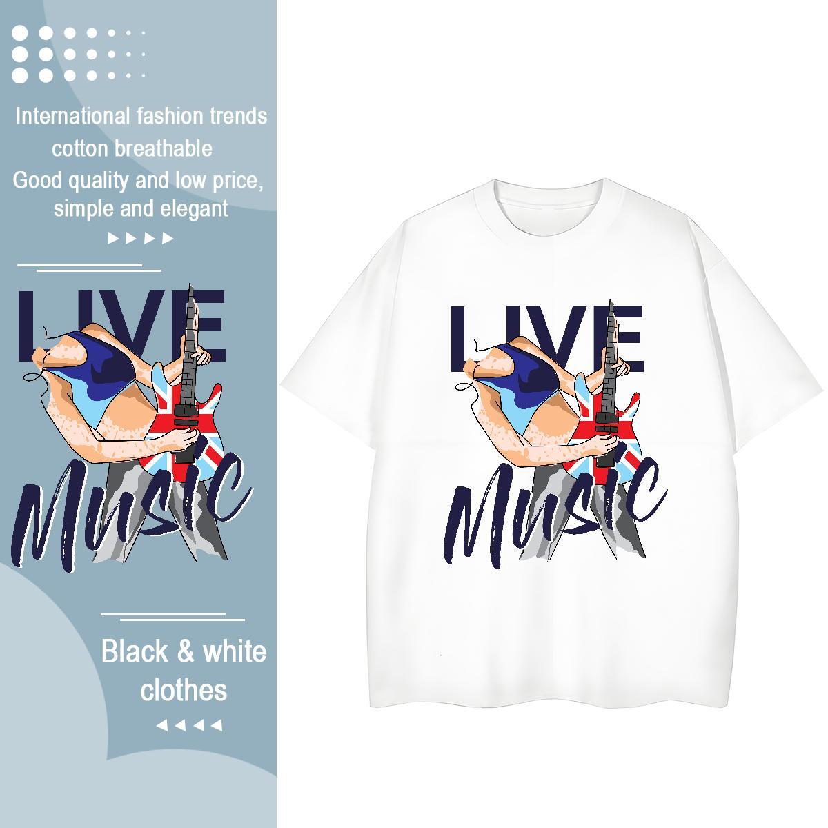 DIY T-Shirts for Women 100% Cotton 230g Breathable Short Sleeve Daily Outfit character Women Tshirts Loose White Plus Size Tops