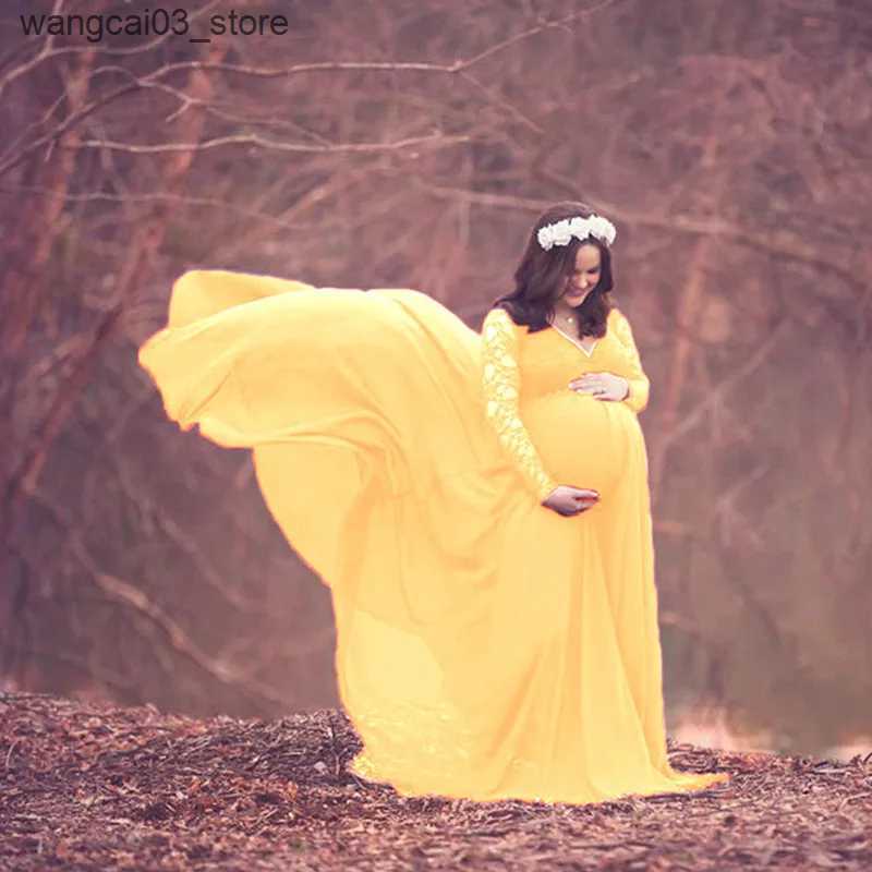 Maternity Dresses Lace Stitching Pregnant Woman Dress Maternity Dress For Photo Shoot Robe Grossesse Baby Shower Dress Maternity Photography Dress L24