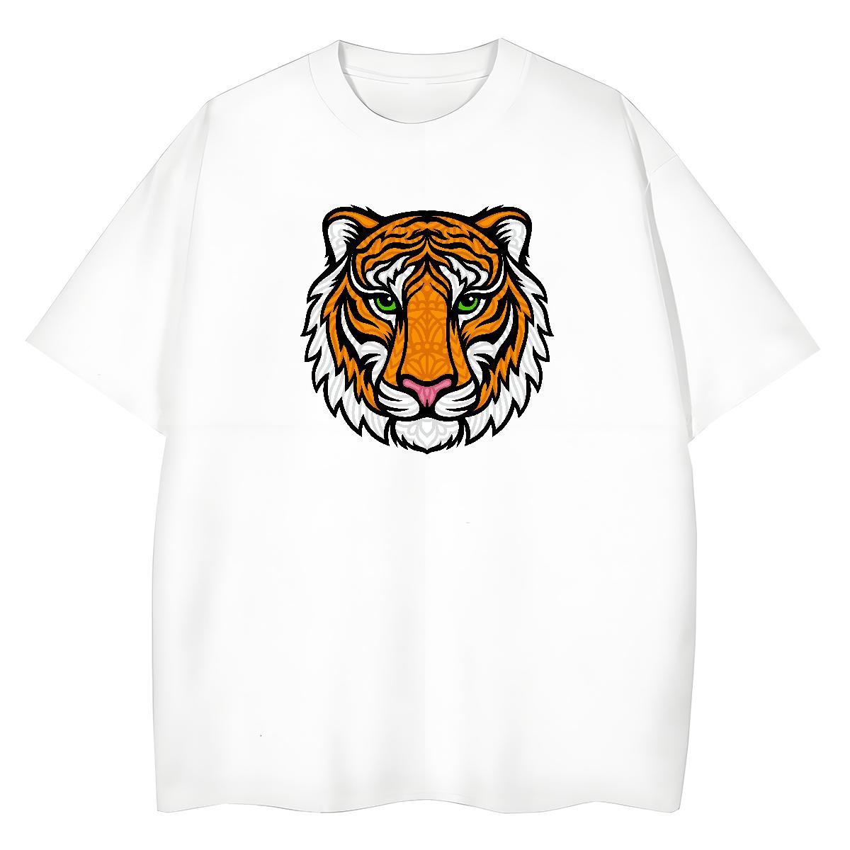 Fashion Casual T-Shirts for Women 230g Cotton Short Sleeve O-Neck Beach tiger Couples T Shirts 5A Custom Printing Tees Shirts