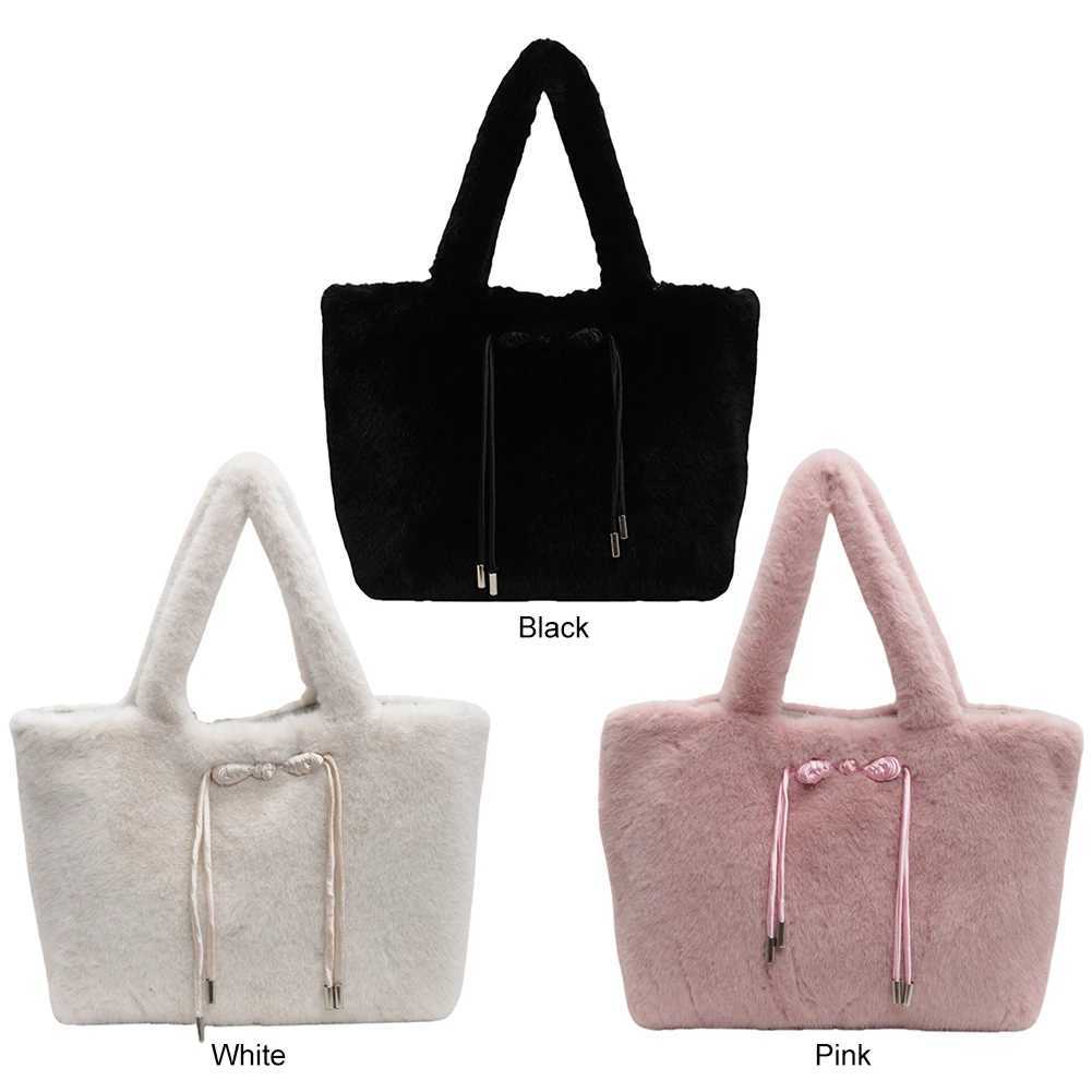 Large Capacity Shoulder Bag Women Plush Tote Autumn Winter Hobo Travel Shopping 241011