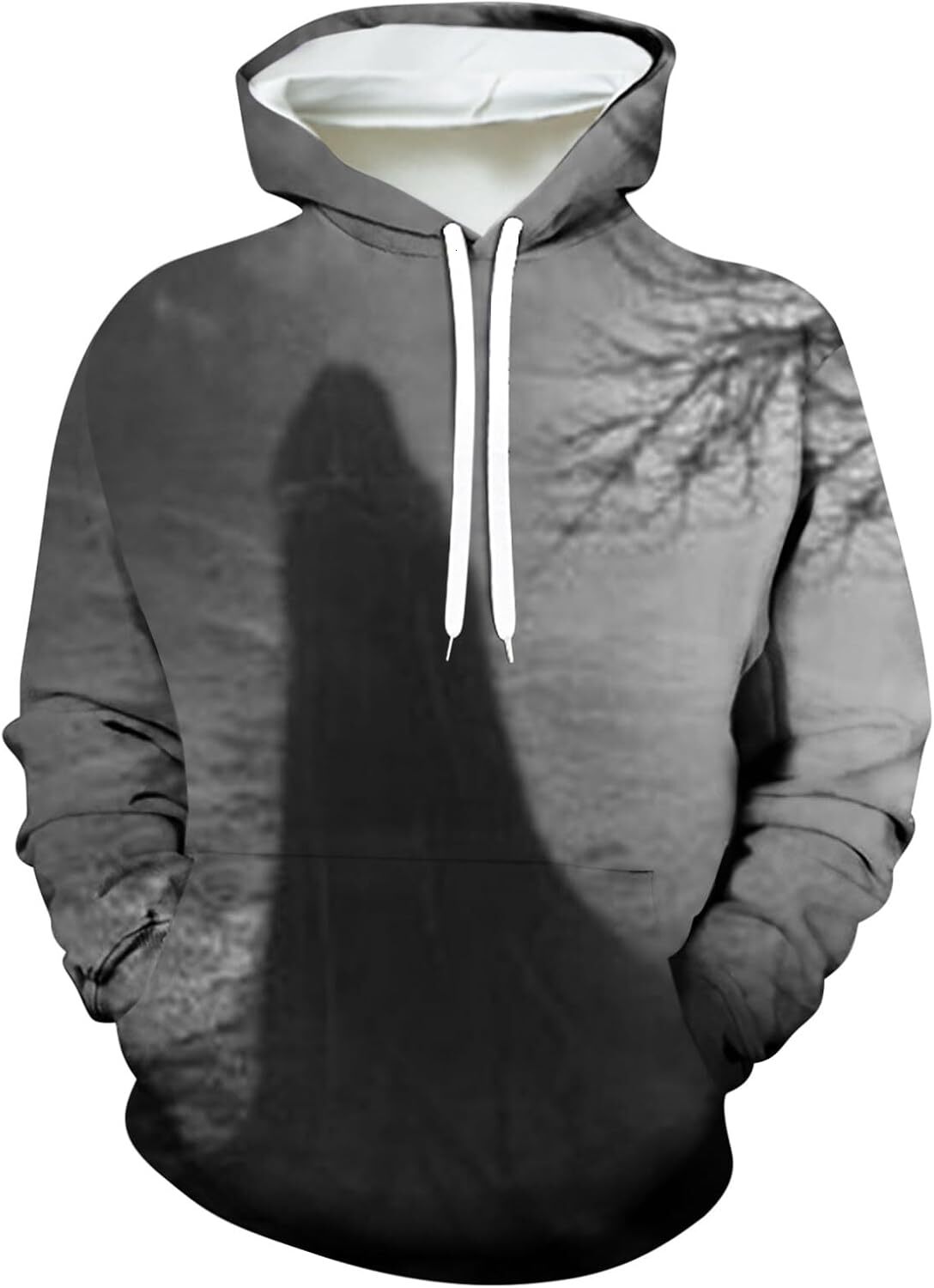 Hoodie for Mens Womens Halloween Pullover Sweatshirt Men Drawstring 3D Cobweb Print Tee Causal Long Sleeve Pullover Hoodies Fall Clothes Graphic