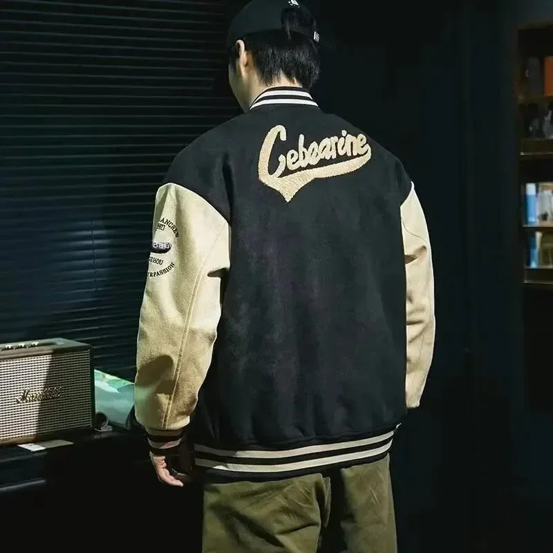 Spring and summer casual fashion suede baseball jacket retro green pilot Ins loose style 241010