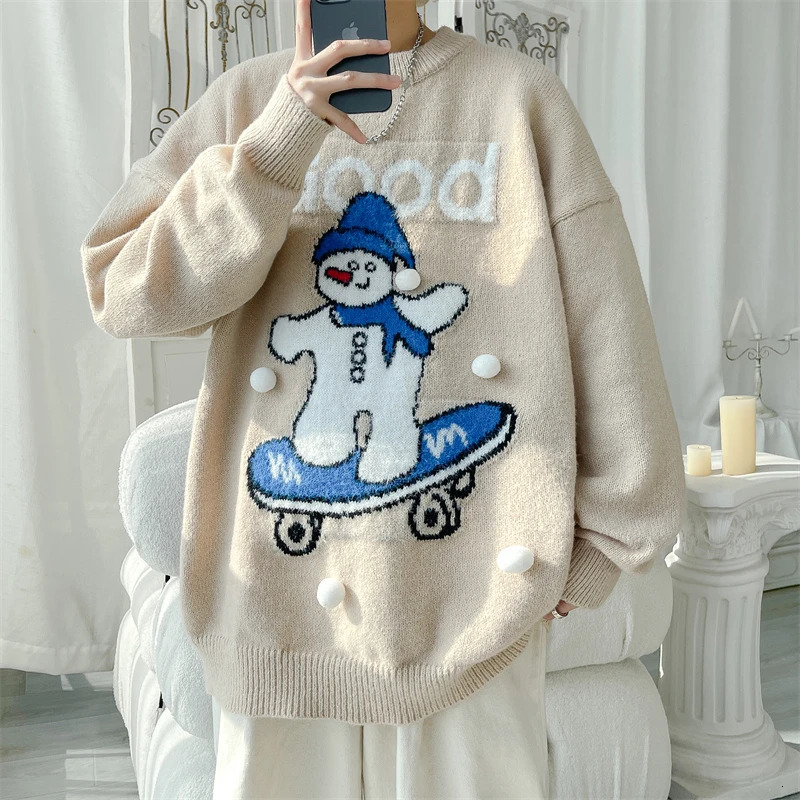 Printed Sweater Male Jumper Mens Winter Sweater Pullover Knit Christmas Clothing Knitwear in Sweaters Clothes 241009