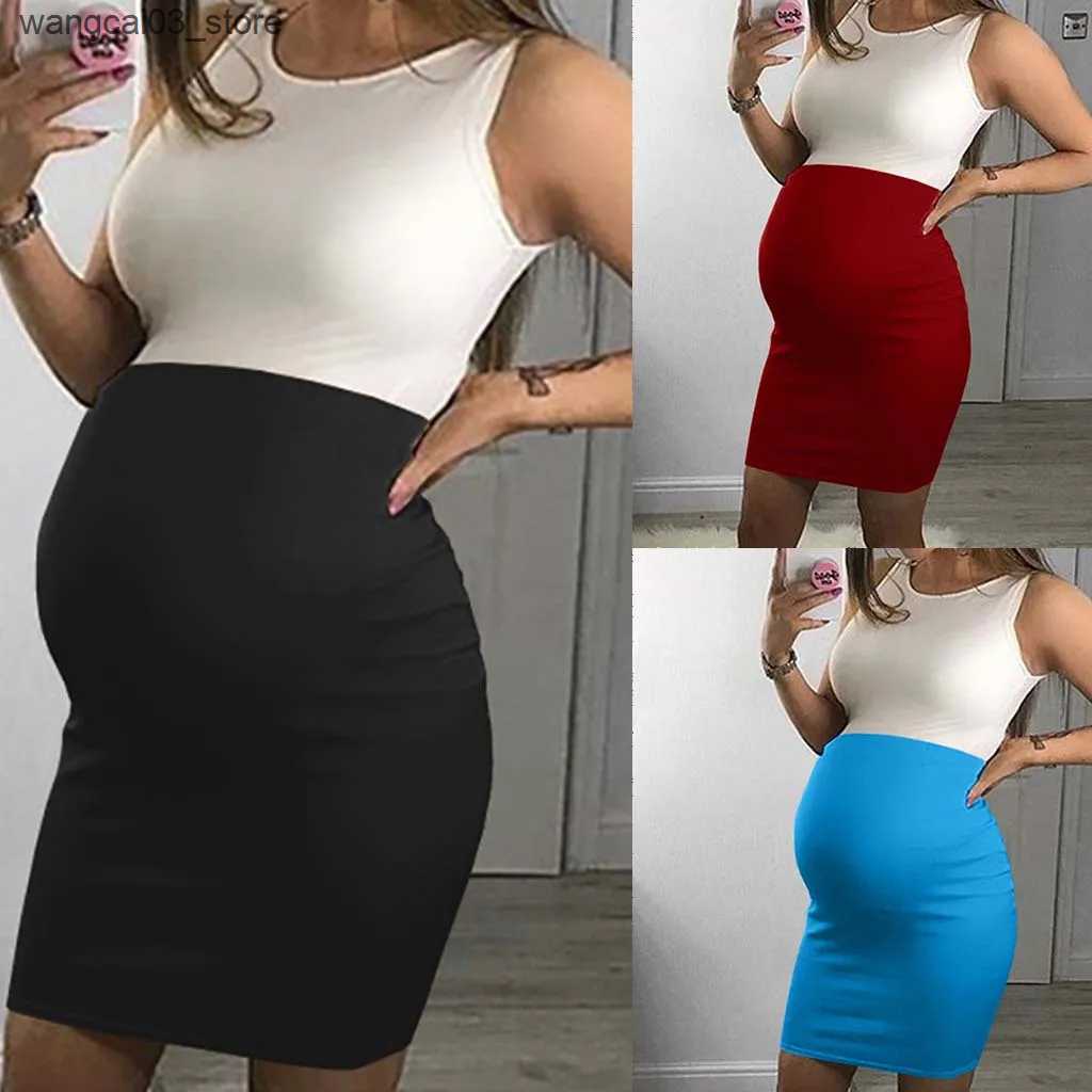 Maternity Dresses Maternity Clothes Premama Straight Sleeveless Dress Summer Pregnant Women O-Neck Hip Wrap Dress Skirt Vestido Pregnancy Clothing L24