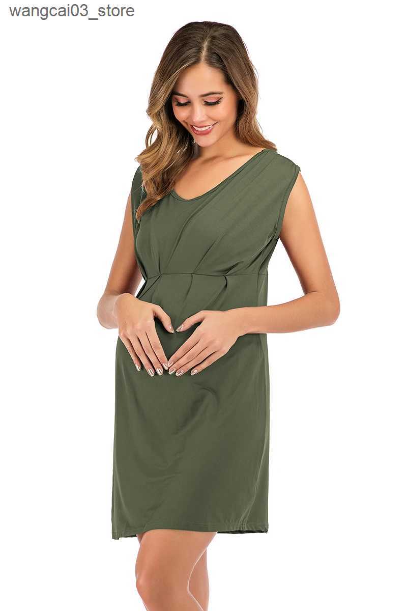 Maternity Dresses Maternity Dress Women Solid Color Short Sleeve Above Knee Clothes Maternity Pregnat Comfortable Clothing Women Fashion Dress L240910