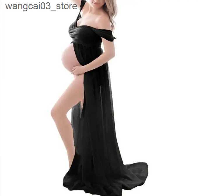 Maternity Dresses Sexy Maternity Photography Dress Props Classic Maternity Pink Blue dress Fancy Shooting Photo Spring Autumn Pregnant Dresses L240910
