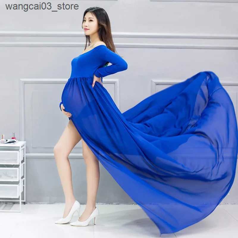 Maternity Dresses 2024 Fashion Maternity Photography Props Maternity Dresses Pregnant Clothes Chiffon Dress Photography Maternity Dress L240910