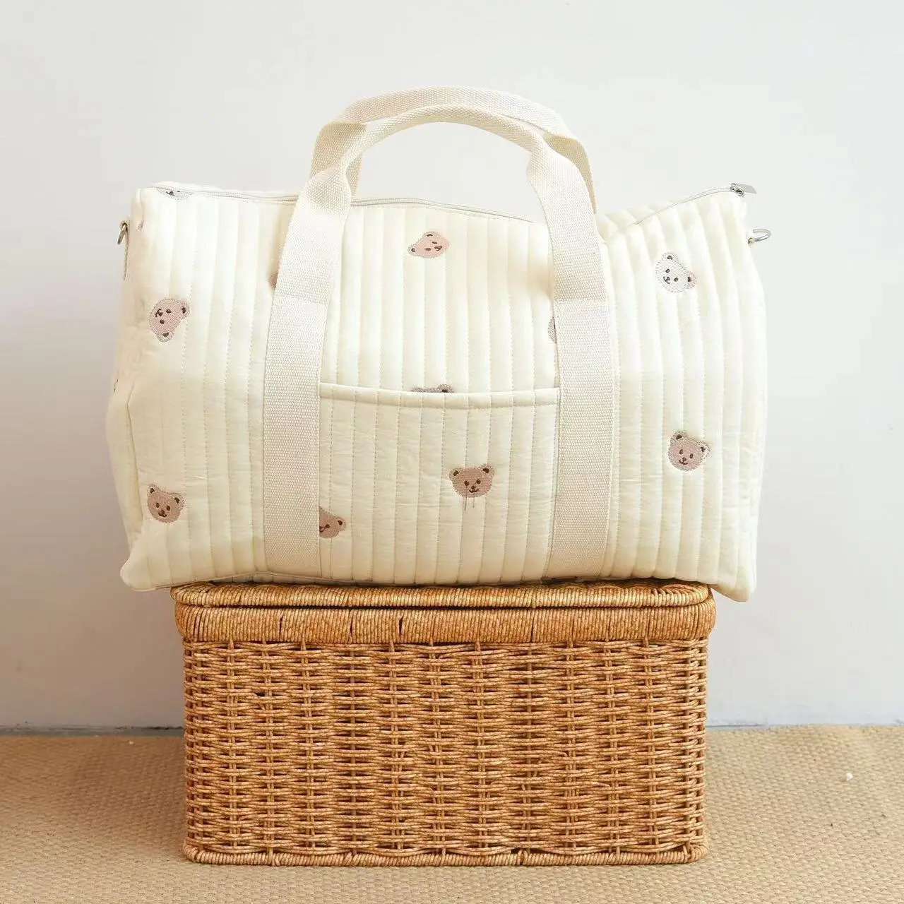 Mom Cotton Embryo Travel Bag Large Capacity Luggage Bag Lightweight Storage Diagonal Baby Bag 241008