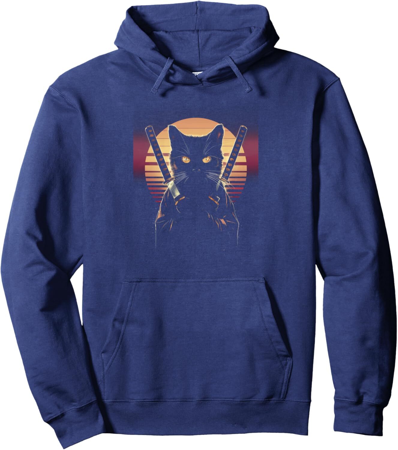 Hoodie for Mens Womens Cat Lover Japanese Sunset Retro Cat Owner Design Pullover Hoodie Graphic Hoodies sweatshirt Pullover Long Sleeve