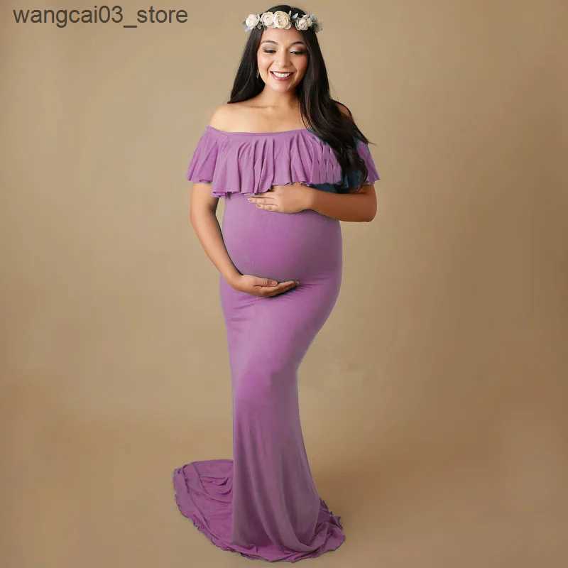 Maternity Dresses Maternity Dresses Maternity Photography Props Plus Size Dress Elegant Fancy Cotton Pregnancy Photo Shoot Women Long Dress L240910