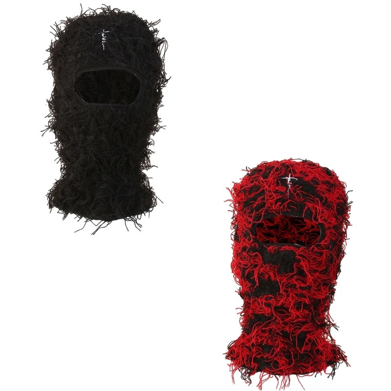 Neutral skull hat with Distressed Fringes po props knitted pullout Balaclava clothing wholesale of hats 241009