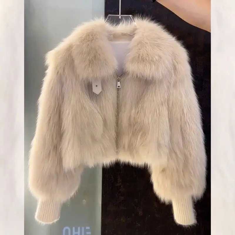 2024 Autumn/Winter Short Coat Womens Fashion Society Imitate Short Hair Loose Small Coat Korean Version W241010