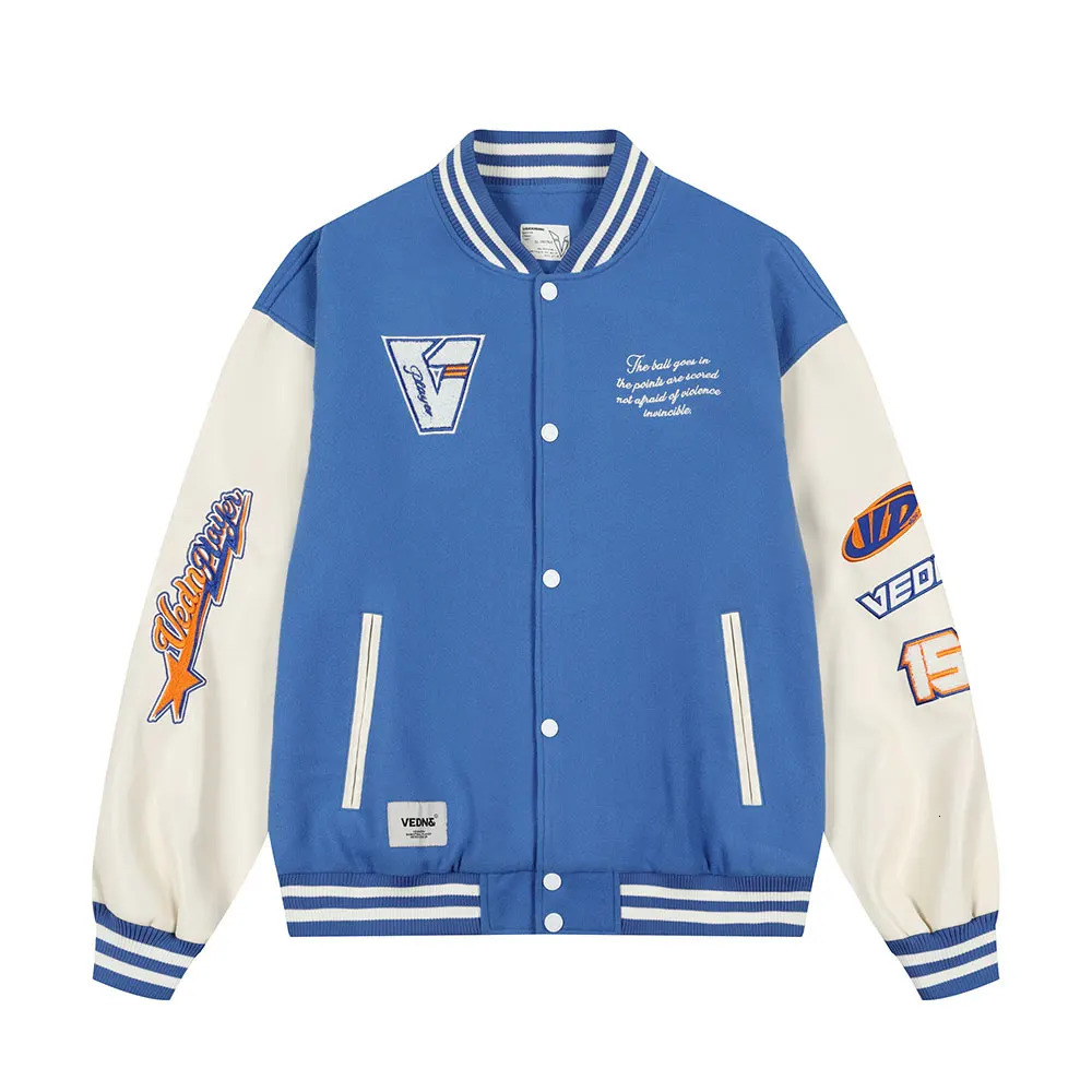 Fashionable casual baseball collar jacket with embroidered button n for basketball players in spring and autumn 241010