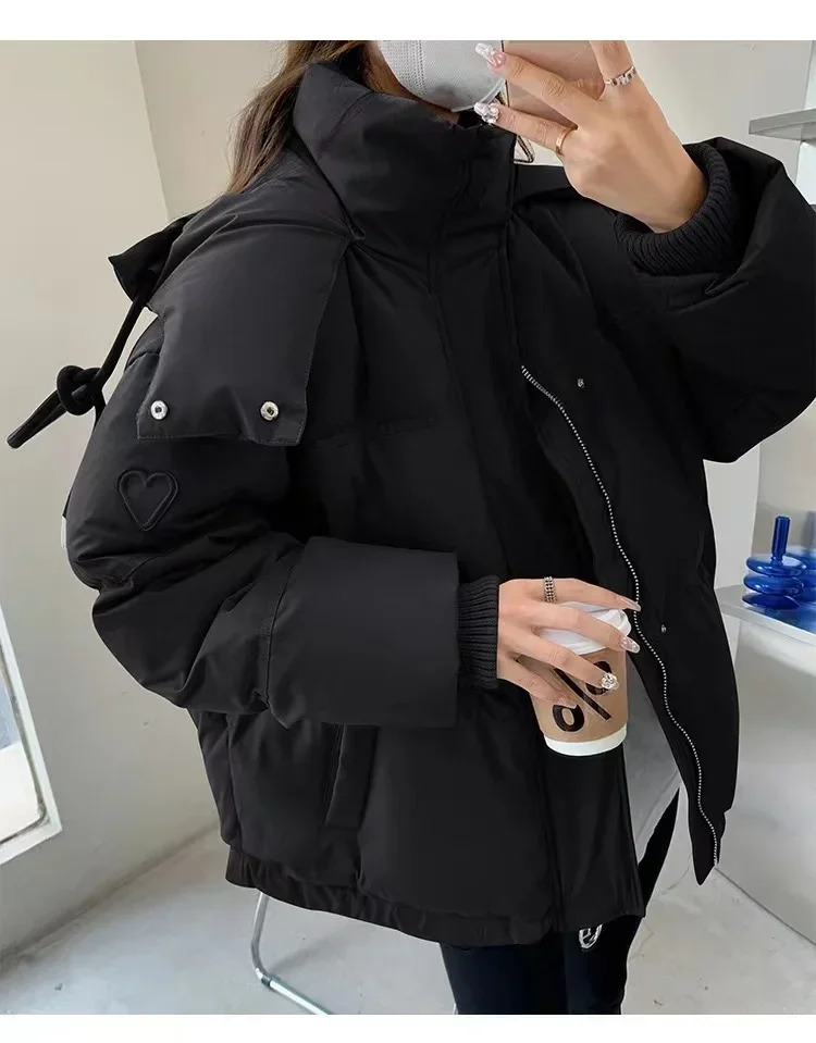 Winter Warm Casual Loose Parkas Womens Down Jacket Coats Pure Cotton Oversized Elegant Soft Thick Inflatable 241010