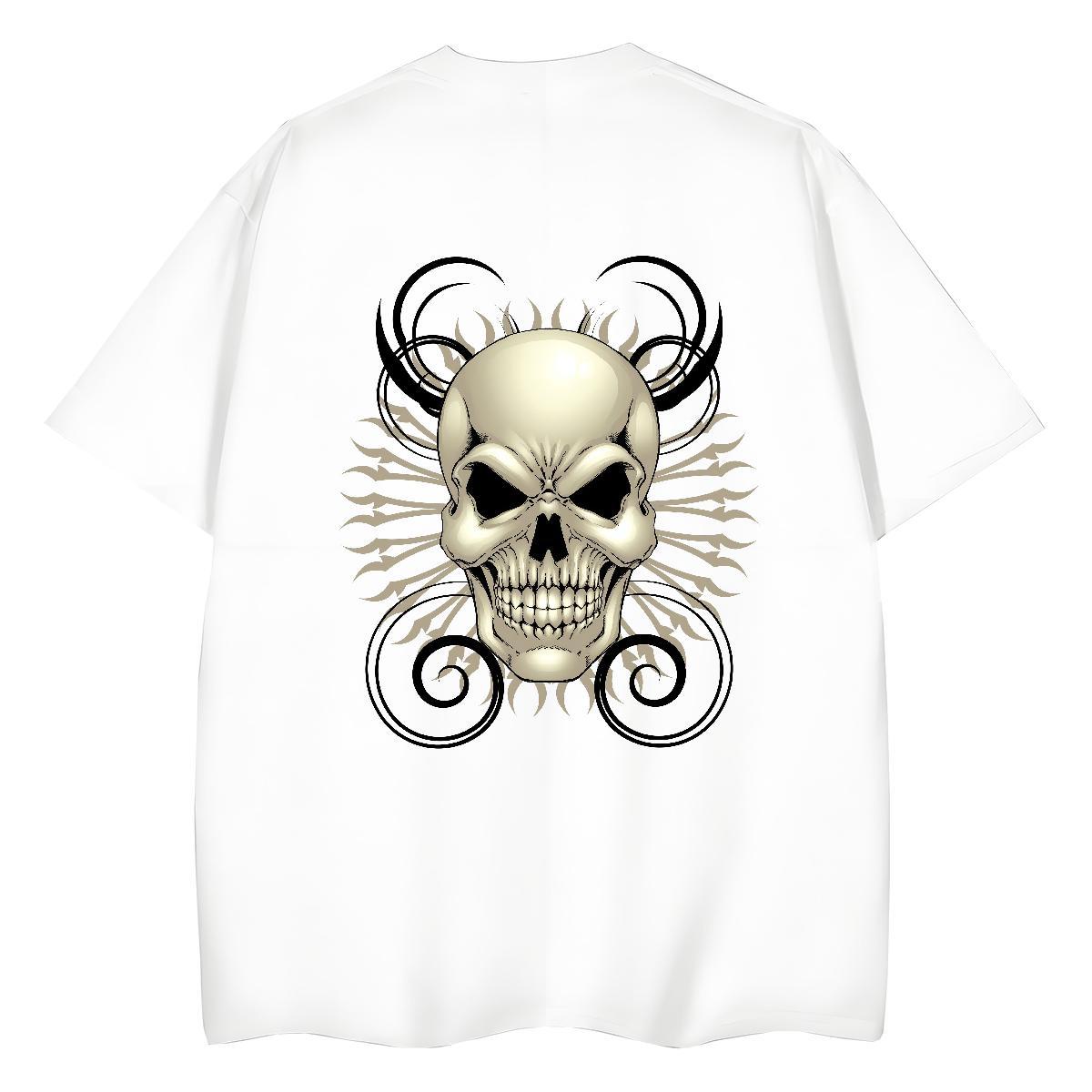 Casual New T Shirt For Woman 230g 100% Cotton Breathable Short Sleeve Casual Daily Wear skull Tshirt for Man Woman Nice DIY Logo Clothes Shirt