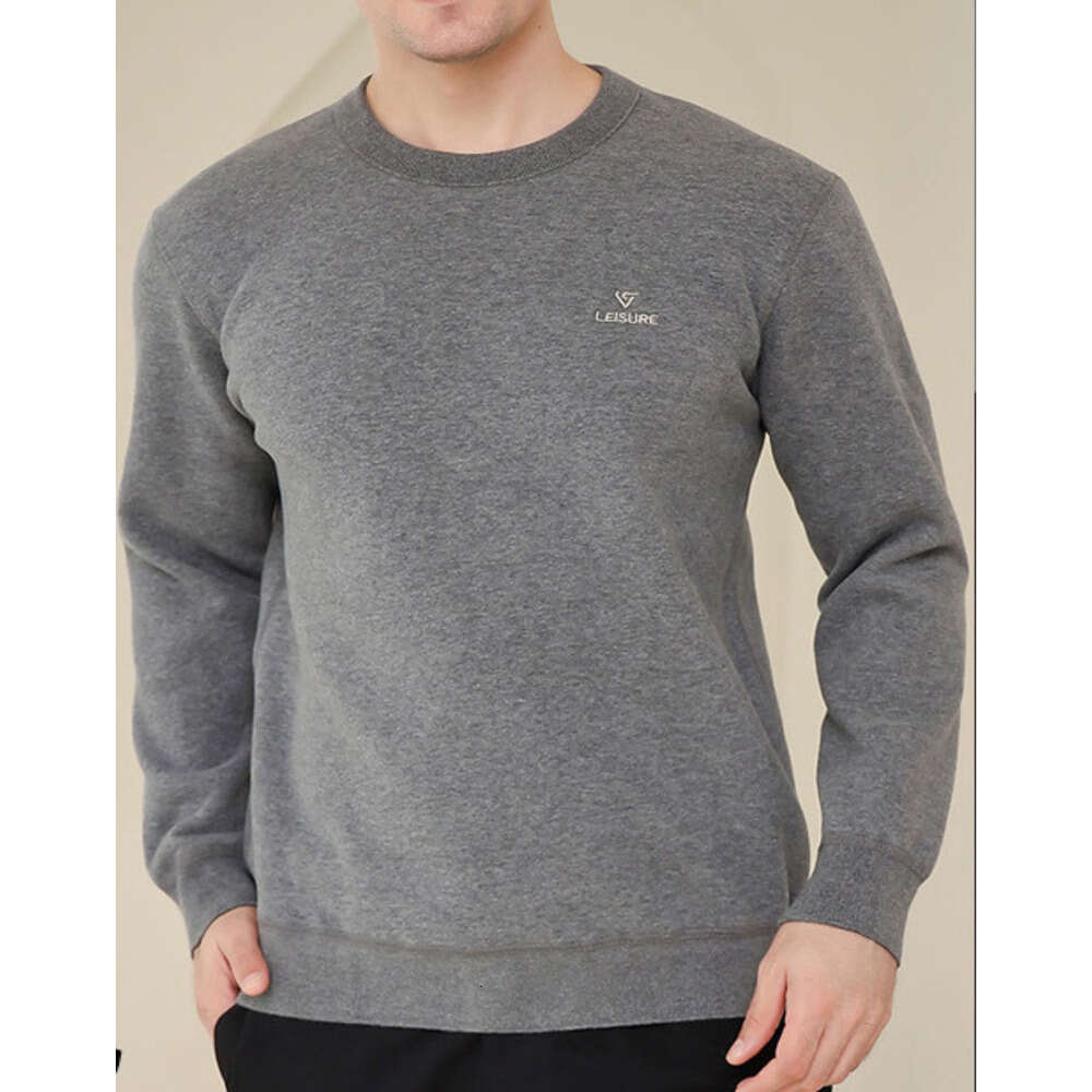 Men's warm cotton jacket, single piece top, lamb fleece mid neck knitted sweater with thick fleece, winter fashion base shirt